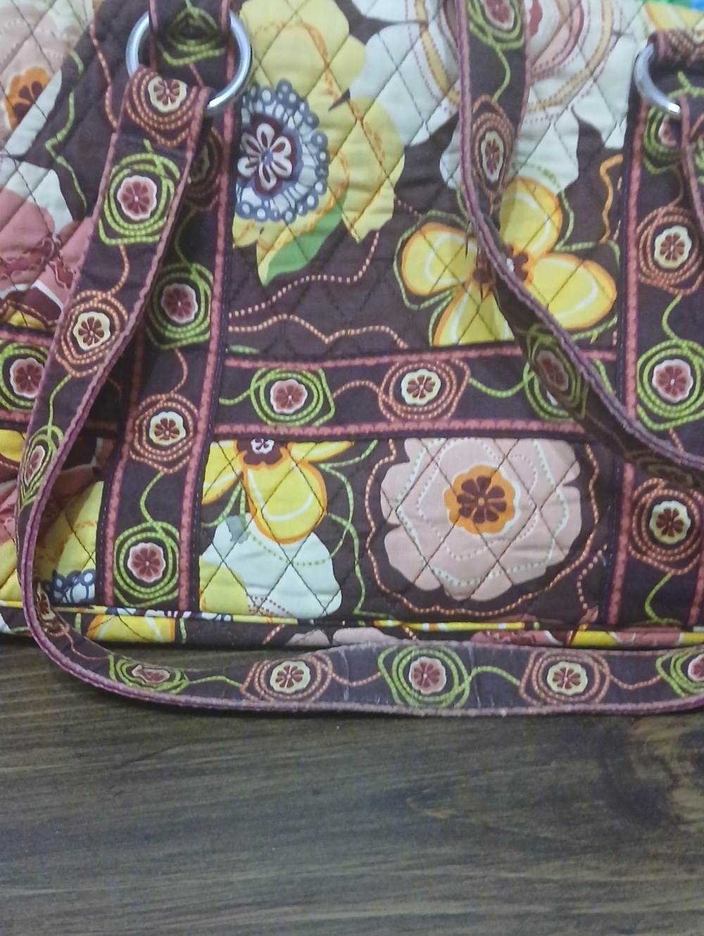 Vera Bradley Quilted Floral Tote Bag - Yellow & Brown NWOT
